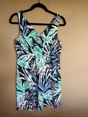 Tommy Bahama Teal & Navy Tropical Mini Dress